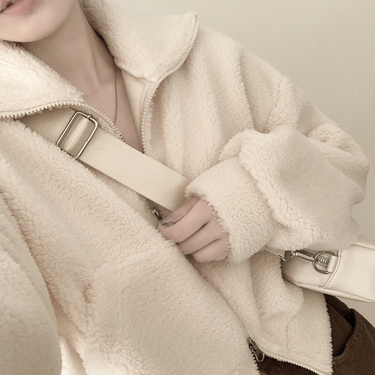 고중량 뽀글이 투웨이 크롭집업 하이넥 점퍼 양털자켓