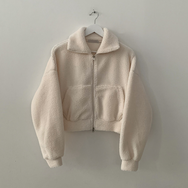 고중량 뽀글이 투웨이 크롭집업 하이넥 점퍼 양털자켓