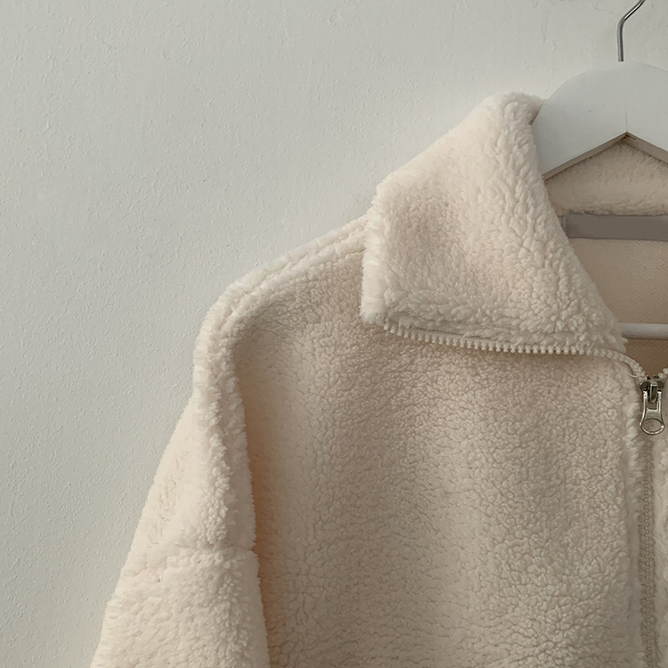 고중량 뽀글이 투웨이 크롭집업 하이넥 점퍼 양털자켓