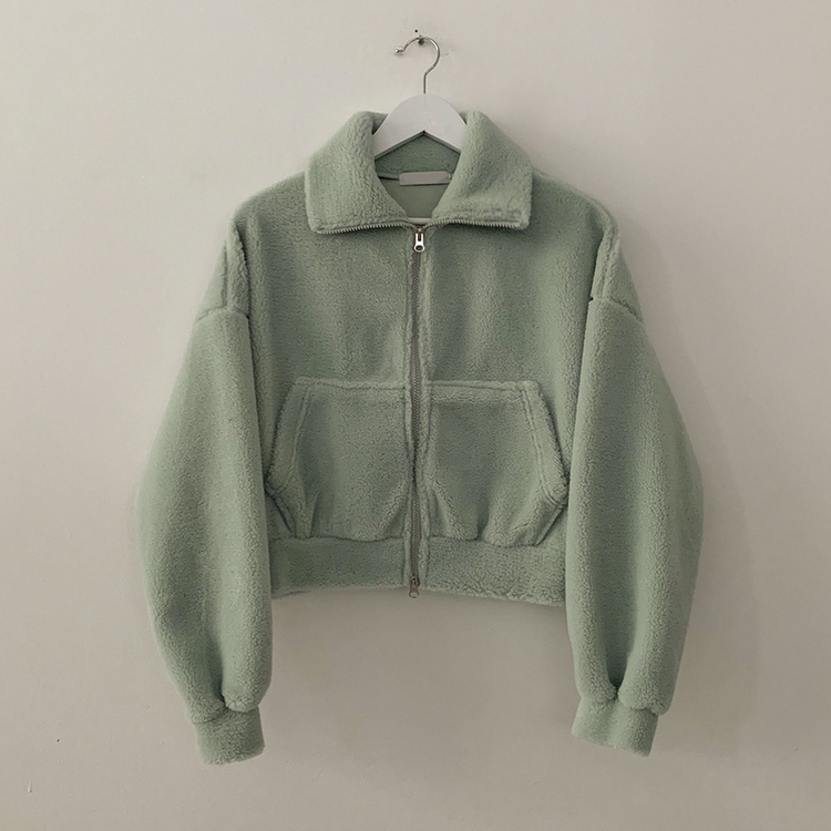 고중량 뽀글이 투웨이 크롭집업 하이넥 점퍼 양털자켓