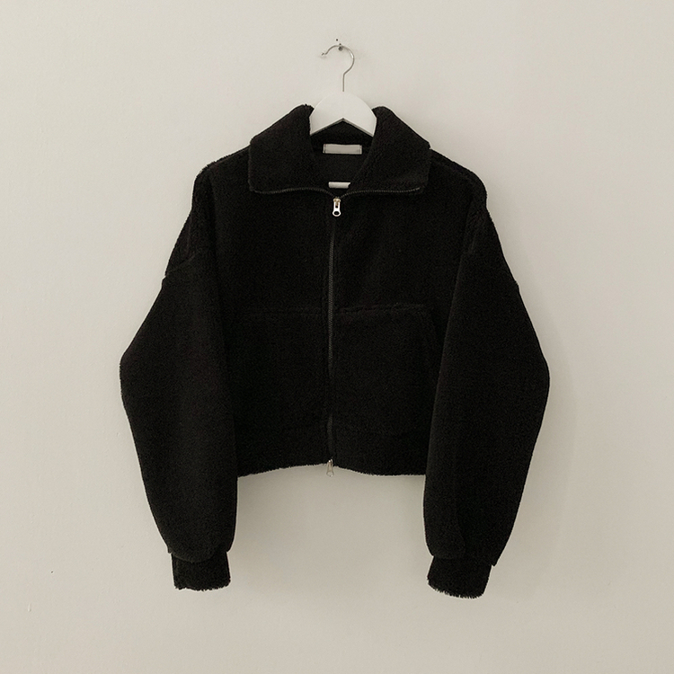 고중량 뽀글이 투웨이 크롭집업 하이넥 점퍼 양털자켓