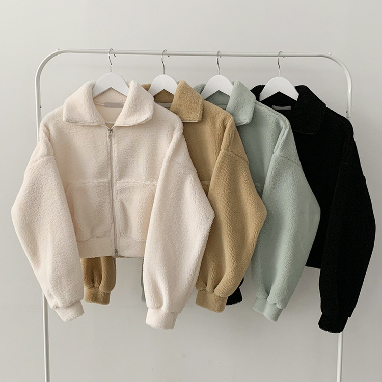 고중량 뽀글이 투웨이 크롭집업 하이넥 점퍼 양털자켓