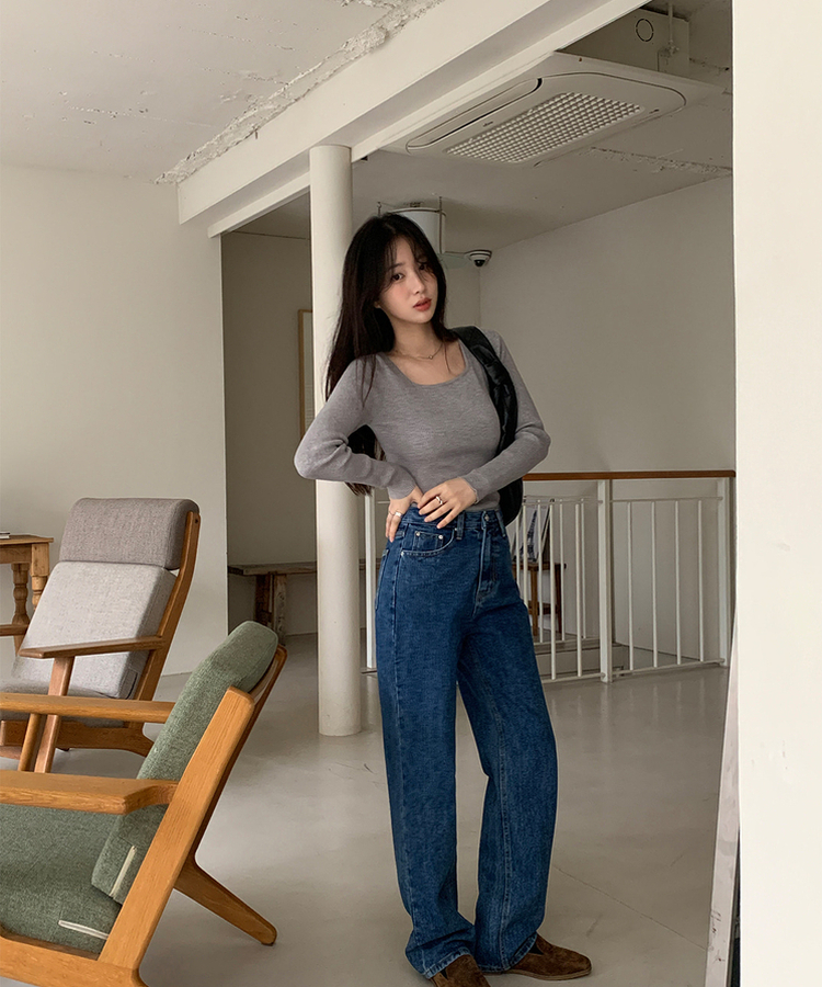 【丈別】プレーンセミワイドデニム BLUE