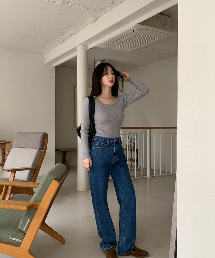 【丈別】プレーンセミワイドデニム BLUE