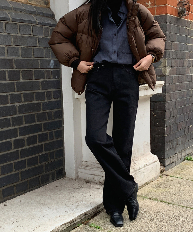 【丈別】プレーンセミワイドデニム BLACK DENIM