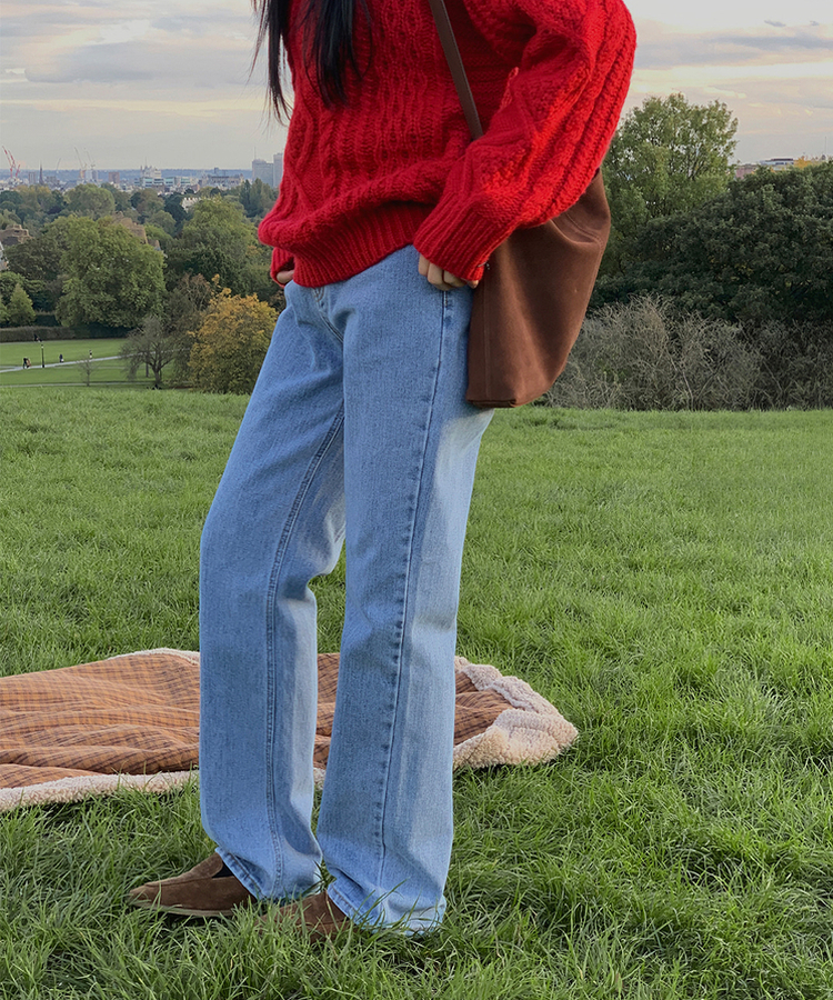 【丈別】プレーンセミワイドデニム LIGHT DENIM