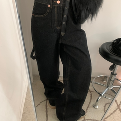 ワイド ワッペンワイドデニムパンツ BLACK DENIM