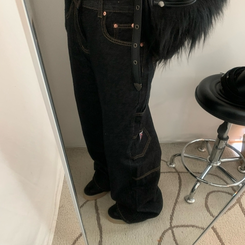 ワイド ワッペンワイドデニムパンツ BLACK DENIM