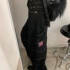 ワイド ワッペンワイドデニムパンツ BLACK DENIM