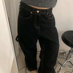 ワイド ワッペンワイドデニムパンツ BLACK DENIM