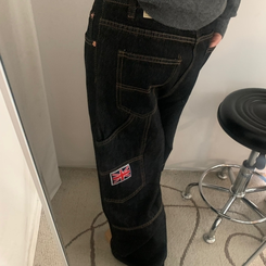 ワイド ワッペンワイドデニムパンツ BLACK DENIM