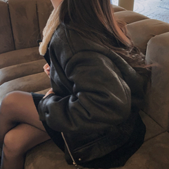 고급빈티지무드 소프트 스웨이드 양털 무스탕 점퍼 자켓 블랙