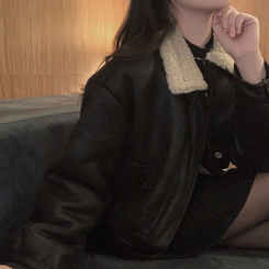 고급빈티지무드 소프트 스웨이드 양털 무스탕 점퍼 자켓 블랙