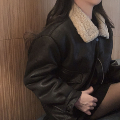 고급빈티지무드 소프트 스웨이드 양털 무스탕 점퍼 자켓 블랙