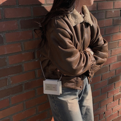 고급빈티지무드 소프트 스웨이드 양털 무스탕 점퍼 자켓 딥브라운