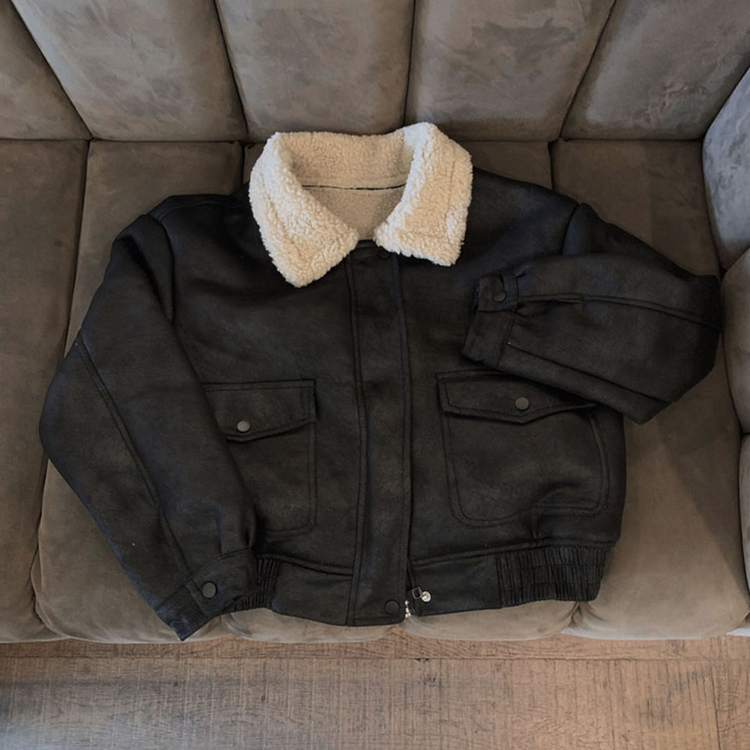 고급빈티지무드 소프트 스웨이드 양털 무스탕 점퍼 자켓