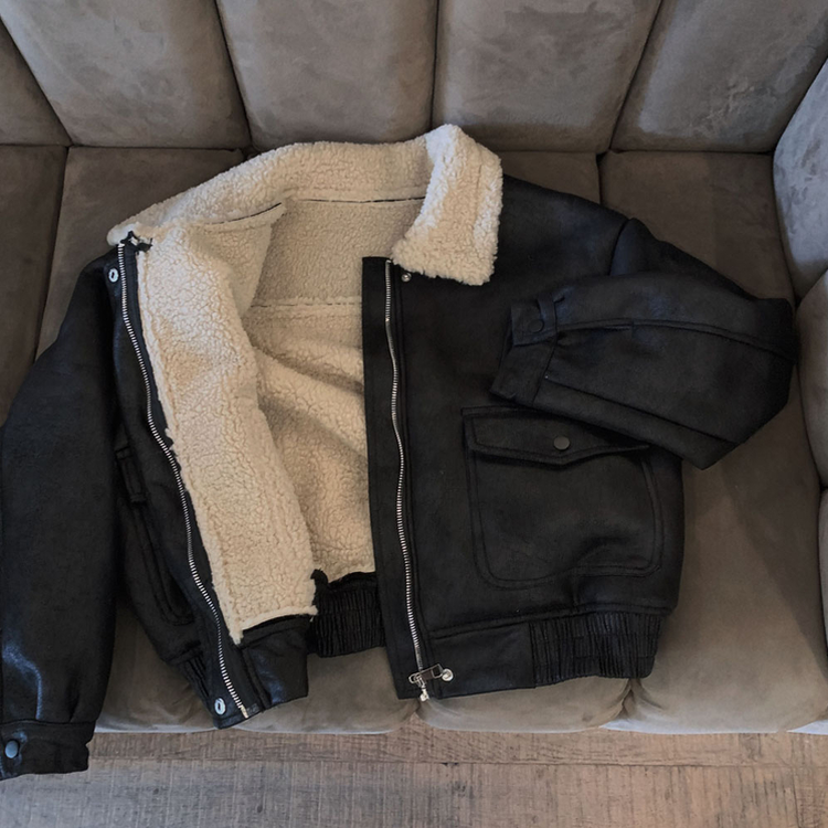 고급빈티지무드 소프트 스웨이드 양털 무스탕 점퍼 자켓