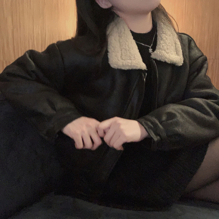 고급빈티지무드 소프트 스웨이드 양털 무스탕 점퍼 자켓 블랙