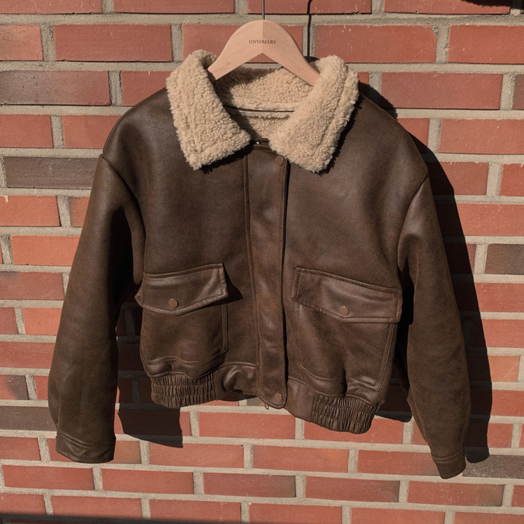 고급빈티지무드 소프트 스웨이드 양털 무스탕 점퍼 자켓