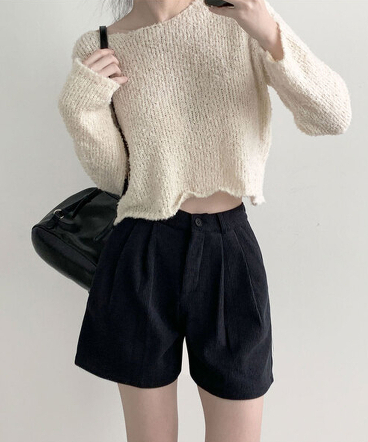 룬트 핀턱 골덴 기모 숏팬츠