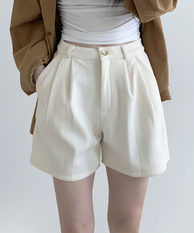 룬트 핀턱 골덴 기모 숏팬츠