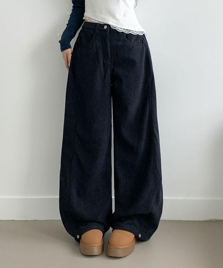 핫딜 위티 코듀로이 골덴 사이드 핀턱 스냅버튼 와이드 팬츠 차콜