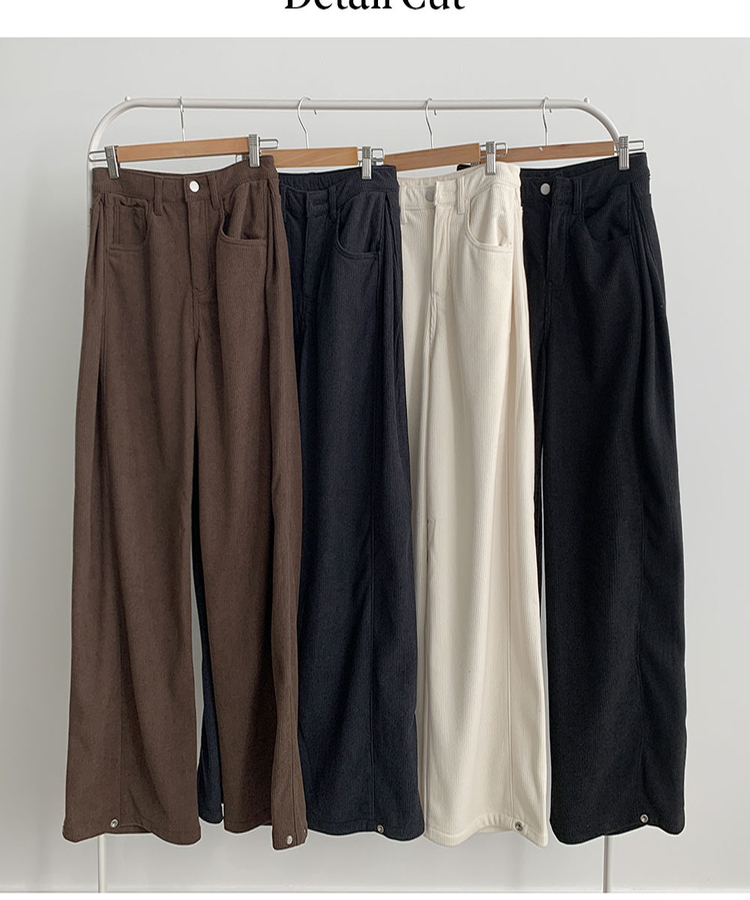 핫딜 위티 코듀로이 골덴 사이드 핀턱 스냅버튼 와이드 팬츠