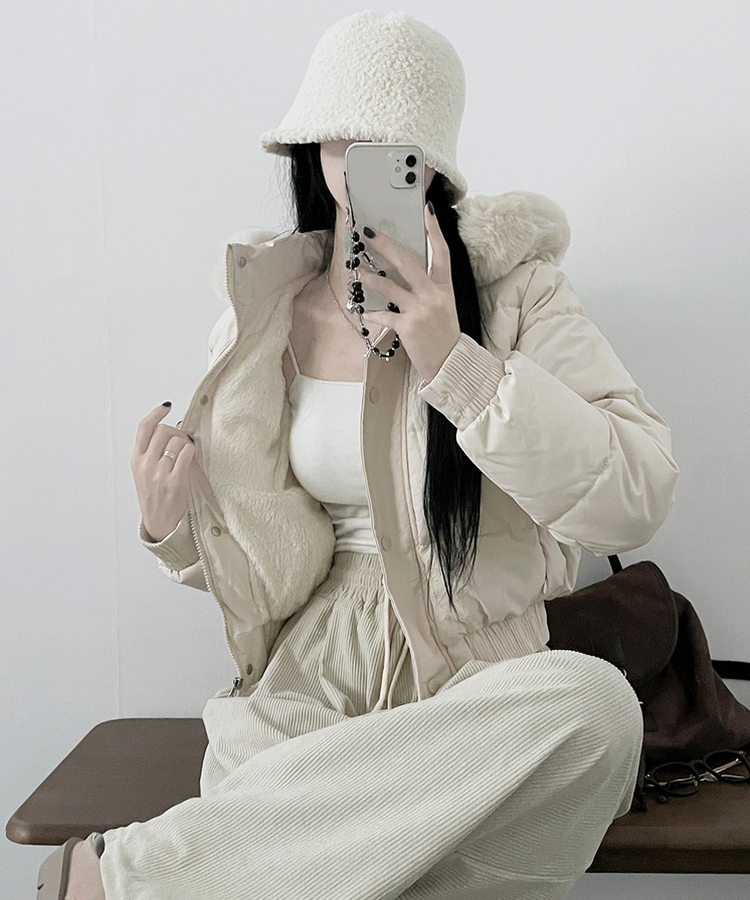 新品同様✨モラビト ダウンジャケット エコファー アイボリー 38