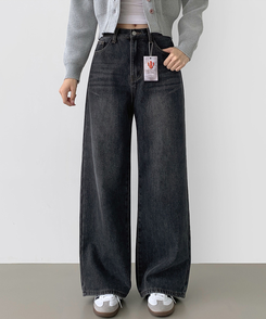 2XL어디에나 입기 좋은 본딩 기모 와이드핏 밴딩 데님팬츠 진청