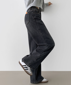 2XL어디에나 입기 좋은 본딩 기모 와이드핏 밴딩 데님팬츠 진청