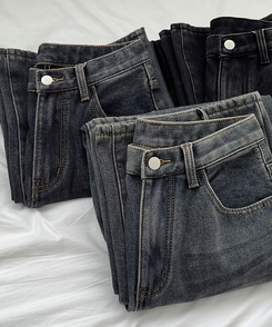 2XL어디에나 입기 좋은 본딩 기모 와이드핏 밴딩 데님팬츠