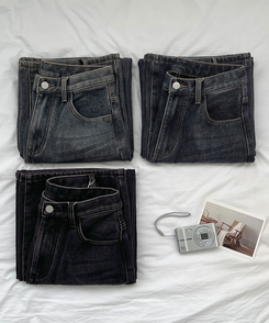 2XL어디에나 입기 좋은 본딩 기모 와이드핏 밴딩 데님팬츠