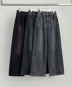 2XL어디에나 입기 좋은 본딩 기모 와이드핏 밴딩 데님팬츠