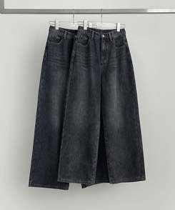 2XL어디에나 입기 좋은 본딩 기모 와이드핏 밴딩 데님팬츠