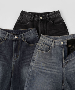 2XL어디에나 입기 좋은 본딩 기모 와이드핏 밴딩 데님팬츠