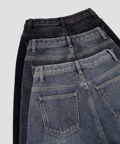 2XL어디에나 입기 좋은 본딩 기모 와이드핏 밴딩 데님팬츠