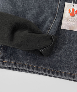 2XL어디에나 입기 좋은 본딩 기모 와이드핏 밴딩 데님팬츠