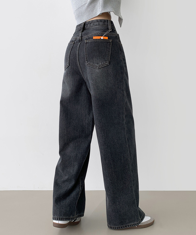 2XL어디에나 입기 좋은 본딩 기모 와이드핏 밴딩 데님팬츠 진청