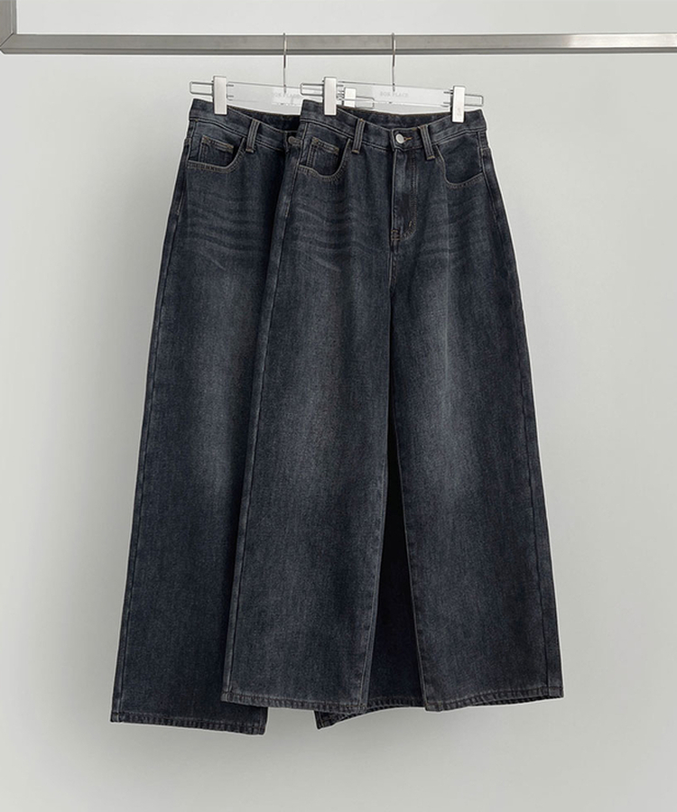 2XL어디에나 입기 좋은 본딩 기모 와이드핏 밴딩 데님팬츠