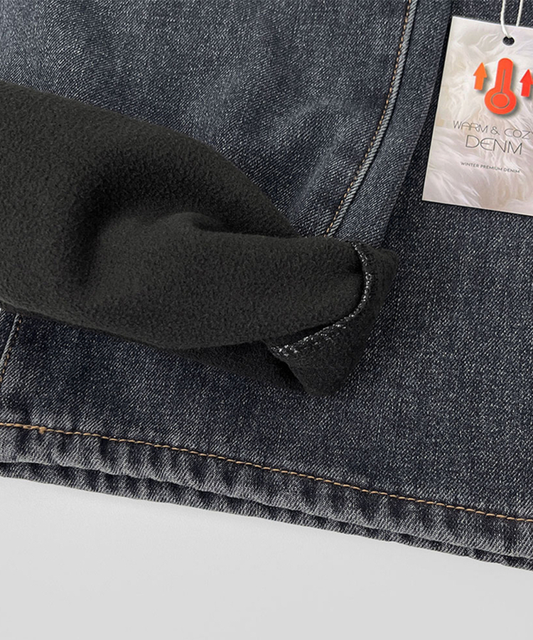 2XL어디에나 입기 좋은 본딩 기모 와이드핏 밴딩 데님팬츠