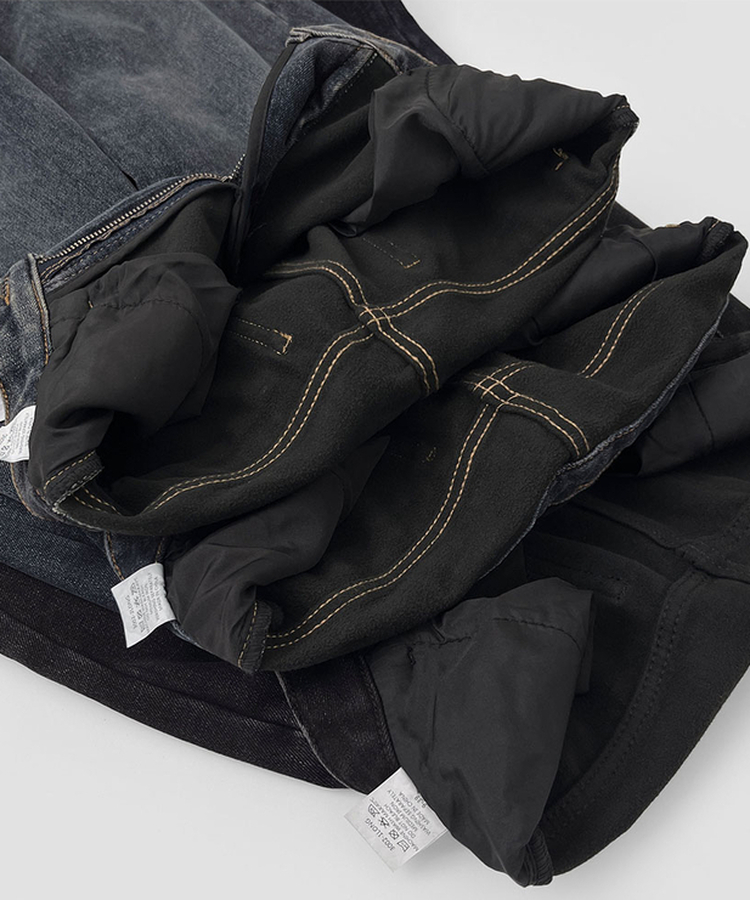 2XL어디에나 입기 좋은 본딩 기모 와이드핏 밴딩 데님팬츠