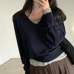 シンプルVネックニット(12color) NAVY