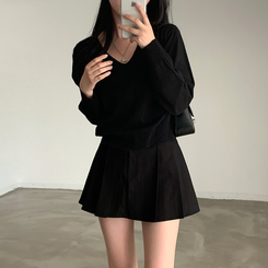 シンプルVネックニット(12color) BLACK