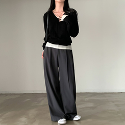 シンプルVネックニット(12color) BLACK