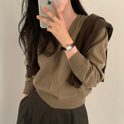 シンプルVネックニット(12color) MOCHA