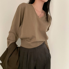 シンプルVネックニット(12color) MOCHA