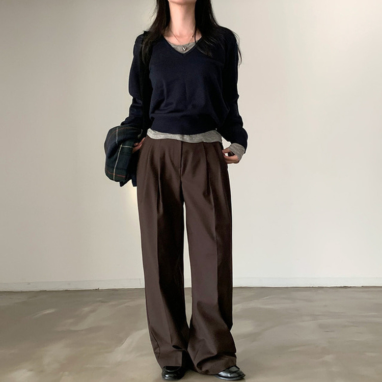 シンプルVネックニット(12color) NAVY