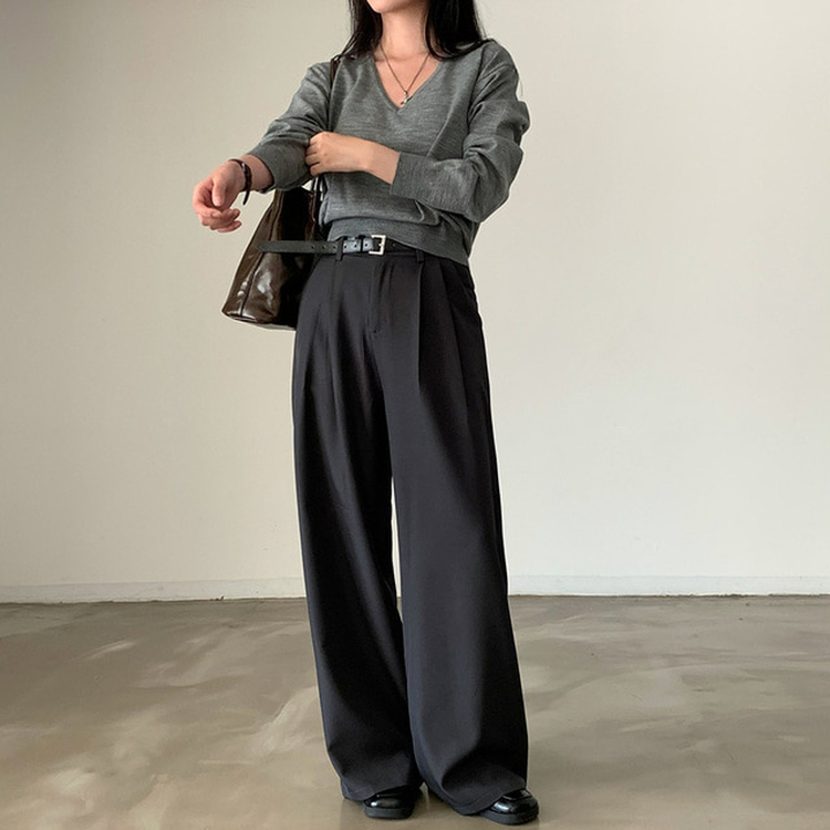 シンプルVネックニット(12color) GREY