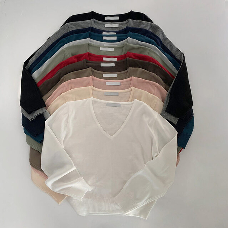 シンプルVネックニット(12color)