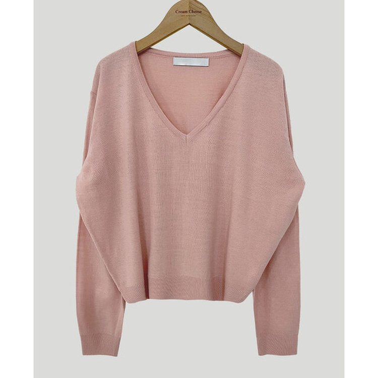 シンプルVネックニット(12color)
